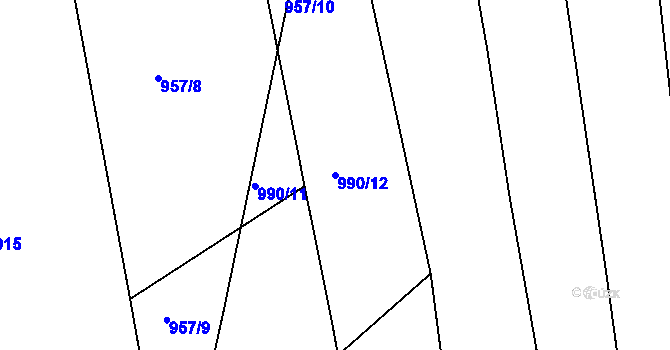 Parcela st. 990/12 v KÚ Metánov, Katastrální mapa
