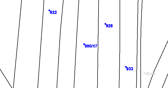 Parcela st. 990/17 v KÚ Metánov, Katastrální mapa