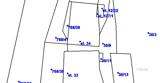 Parcela st. 34 v KÚ Pelec, Katastrální mapa