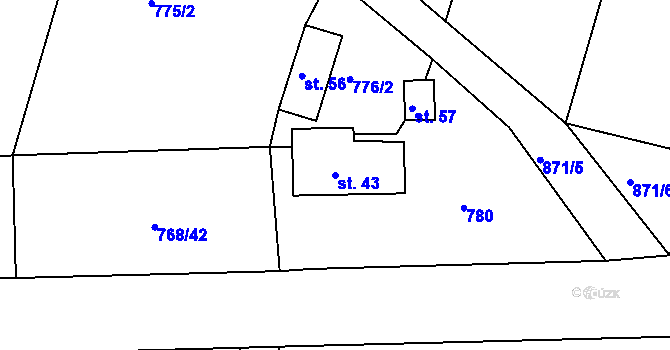 Parcela st. 43 v KÚ Pelec, Katastrální mapa