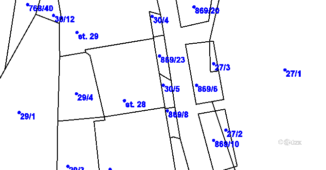Parcela st. 30/5 v KÚ Pelec, Katastrální mapa