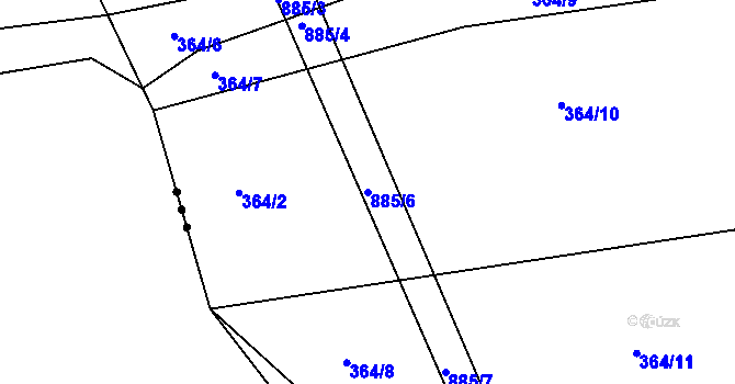 Parcela st. 885/6 v KÚ Pelec, Katastrální mapa