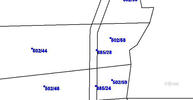 Parcela st. 885/28 v KÚ Pelec, Katastrální mapa