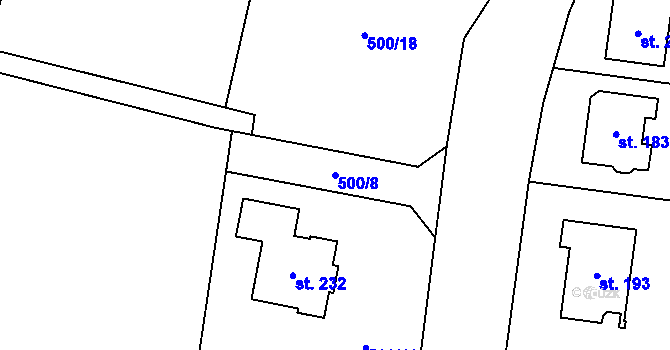 Parcela st. 500/8 v KÚ Čavisov, Katastrální mapa