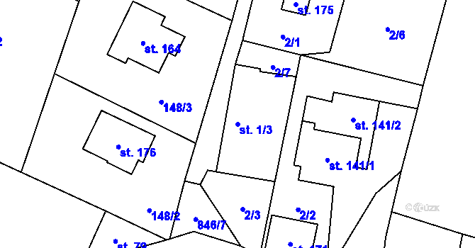Parcela st. 1/3 v KÚ Čavisov, Katastrální mapa