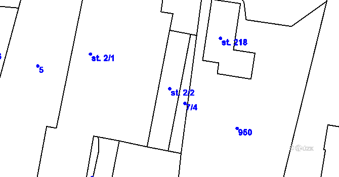 Parcela st. 2/2 v KÚ Čavisov, Katastrální mapa