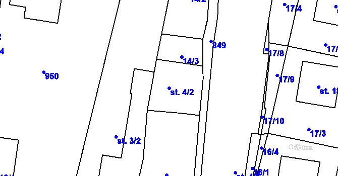 Parcela st. 4/2 v KÚ Čavisov, Katastrální mapa