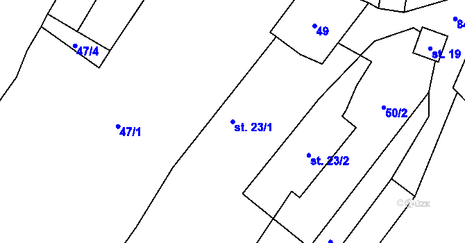 Parcela st. 23/1 v KÚ Čavisov, Katastrální mapa