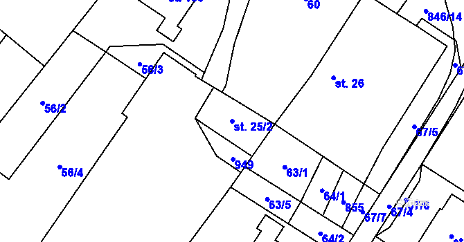 Parcela st. 25/2 v KÚ Čavisov, Katastrální mapa