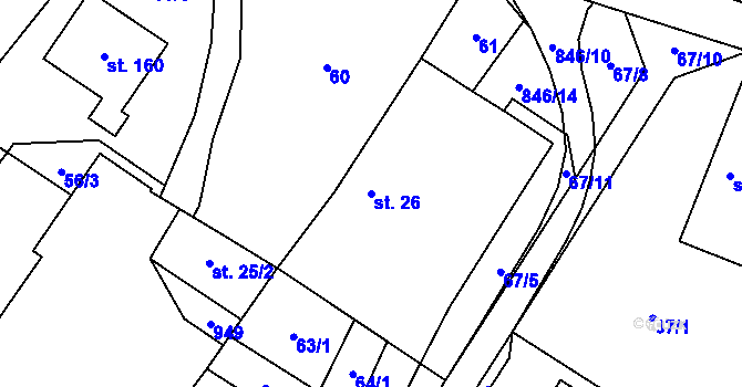 Parcela st. 26 v KÚ Čavisov, Katastrální mapa
