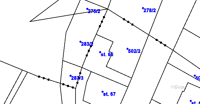 Parcela st. 66 v KÚ Čavisov, Katastrální mapa