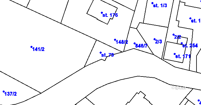 Parcela st. 79 v KÚ Čavisov, Katastrální mapa
