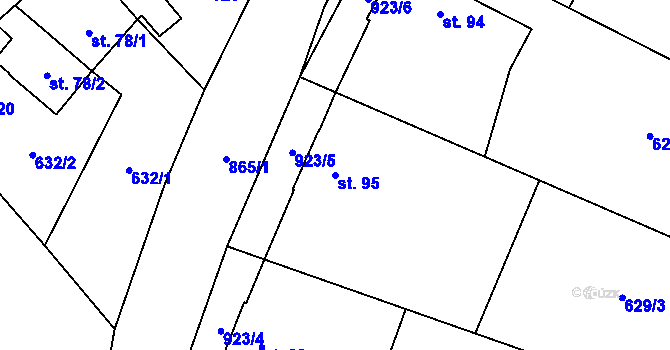 Parcela st. 95 v KÚ Čavisov, Katastrální mapa