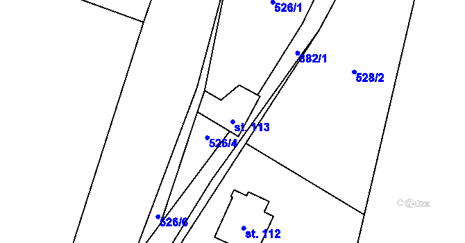 Parcela st. 113 v KÚ Čavisov, Katastrální mapa