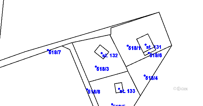 Parcela st. 132 v KÚ Čavisov, Katastrální mapa