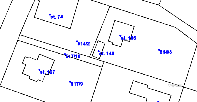 Parcela st. 140 v KÚ Čavisov, Katastrální mapa