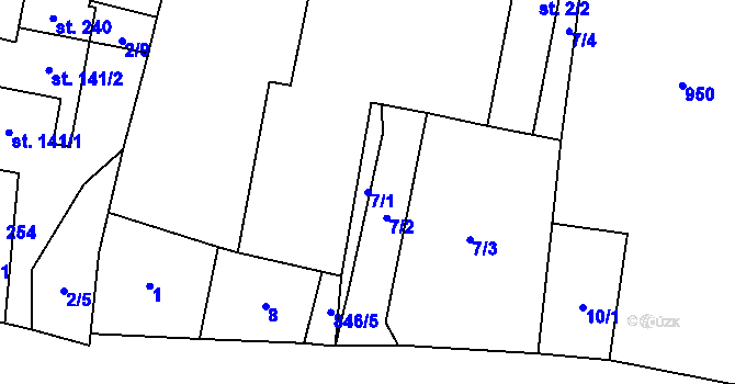 Parcela st. 7/1 v KÚ Čavisov, Katastrální mapa