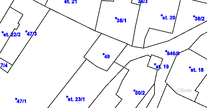 Parcela st. 49 v KÚ Čavisov, Katastrální mapa
