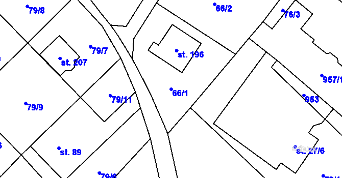 Parcela st. 66/1 v KÚ Čavisov, Katastrální mapa