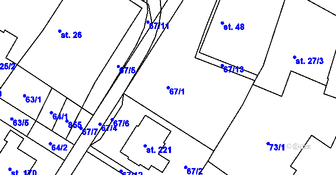Parcela st. 67/1 v KÚ Čavisov, Katastrální mapa