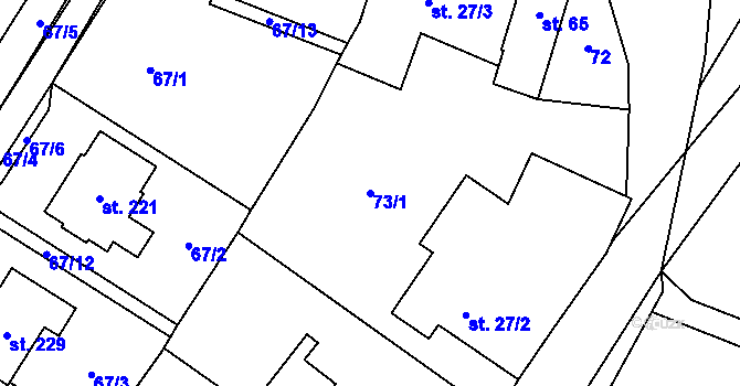 Parcela st. 73/1 v KÚ Čavisov, Katastrální mapa