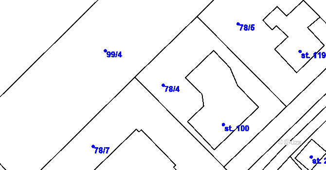Parcela st. 78/4 v KÚ Čavisov, Katastrální mapa