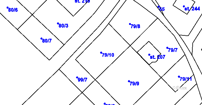 Parcela st. 79/10 v KÚ Čavisov, Katastrální mapa