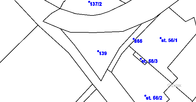 Parcela st. 139 v KÚ Čavisov, Katastrální mapa