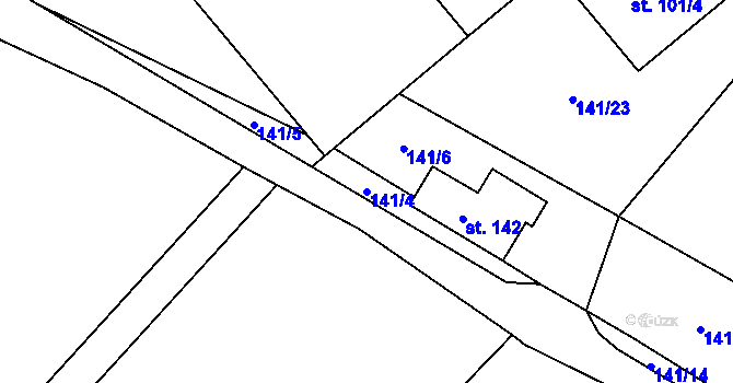 Parcela st. 141/4 v KÚ Čavisov, Katastrální mapa