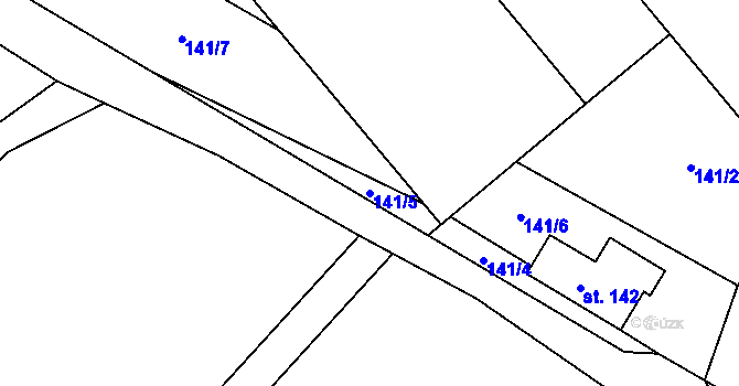 Parcela st. 141/5 v KÚ Čavisov, Katastrální mapa
