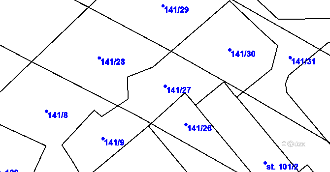 Parcela st. 141/27 v KÚ Čavisov, Katastrální mapa
