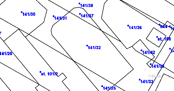 Parcela st. 141/32 v KÚ Čavisov, Katastrální mapa