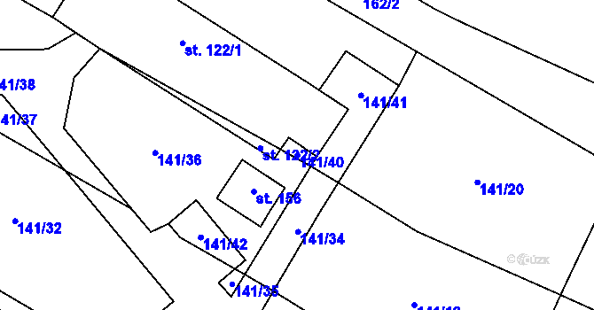 Parcela st. 141/40 v KÚ Čavisov, Katastrální mapa