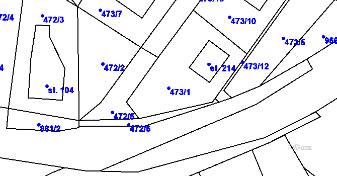 Parcela st. 473/1 v KÚ Čavisov, Katastrální mapa