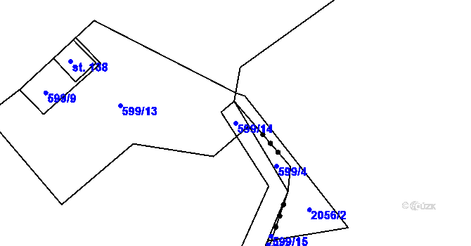 Parcela st. 599/14 v KÚ Čavisov, Katastrální mapa