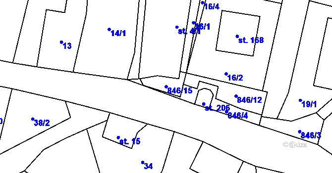 Parcela st. 846/15 v KÚ Čavisov, Katastrální mapa