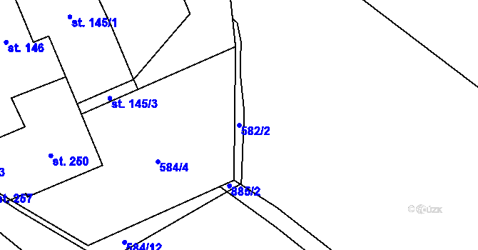 Parcela st. 582/2 v KÚ Čavisov, Katastrální mapa