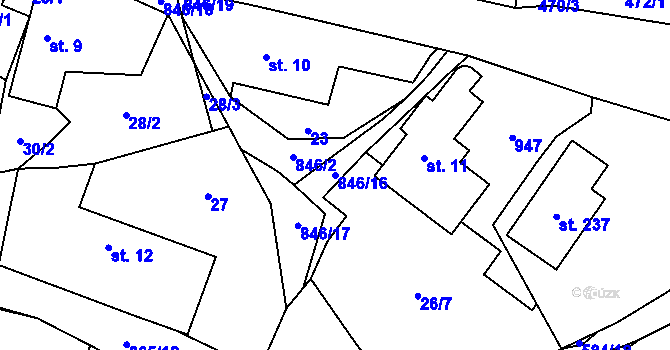 Parcela st. 846/16 v KÚ Čavisov, Katastrální mapa
