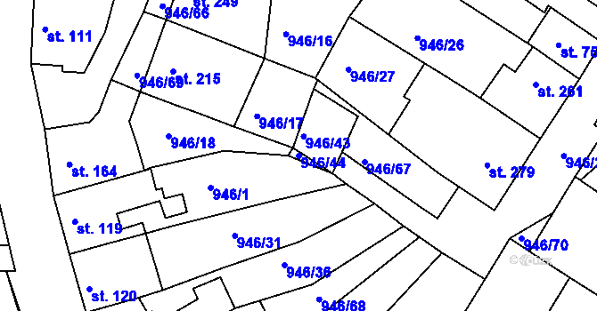 Parcela st. 946/44 v KÚ Čebín, Katastrální mapa
