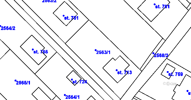 Parcela st. 2563/1 v KÚ Čebín, Katastrální mapa