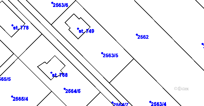 Parcela st. 2563/5 v KÚ Čebín, Katastrální mapa