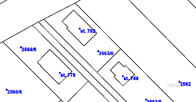 Parcela st. 2563/6 v KÚ Čebín, Katastrální mapa