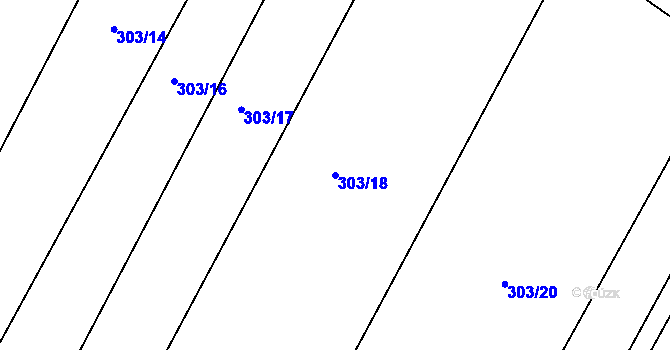Parcela st. 303/18 v KÚ Čebín, Katastrální mapa