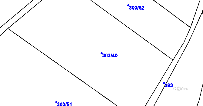 Parcela st. 303/40 v KÚ Čebín, Katastrální mapa