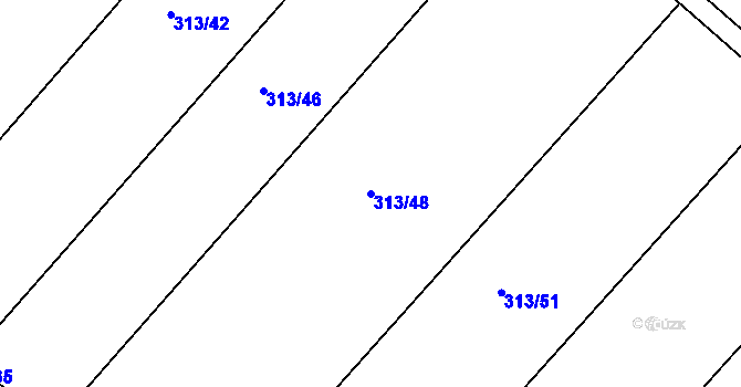 Parcela st. 313/48 v KÚ Čebín, Katastrální mapa