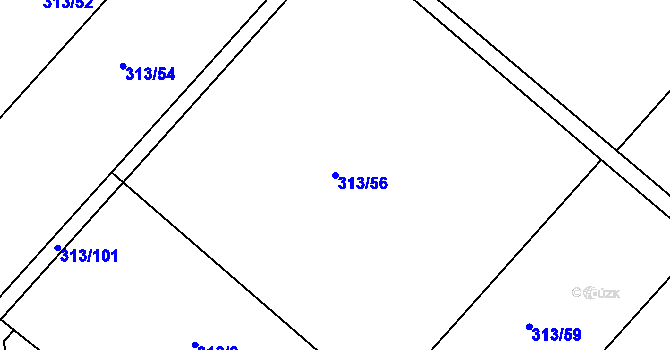 Parcela st. 313/56 v KÚ Čebín, Katastrální mapa