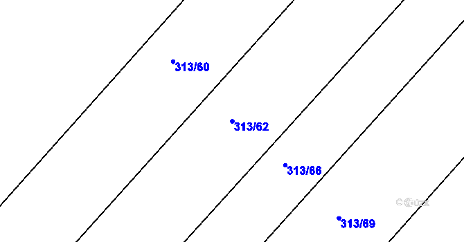 Parcela st. 313/62 v KÚ Čebín, Katastrální mapa