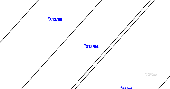 Parcela st. 313/64 v KÚ Čebín, Katastrální mapa