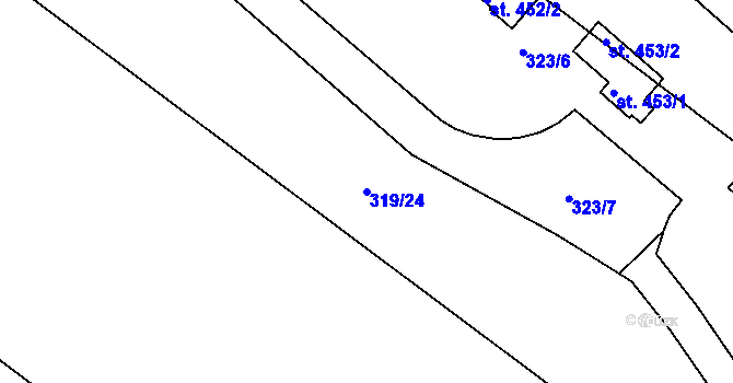 Parcela st. 319/24 v KÚ Čebín, Katastrální mapa