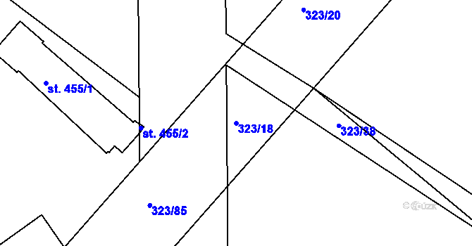 Parcela st. 323/18 v KÚ Čebín, Katastrální mapa
